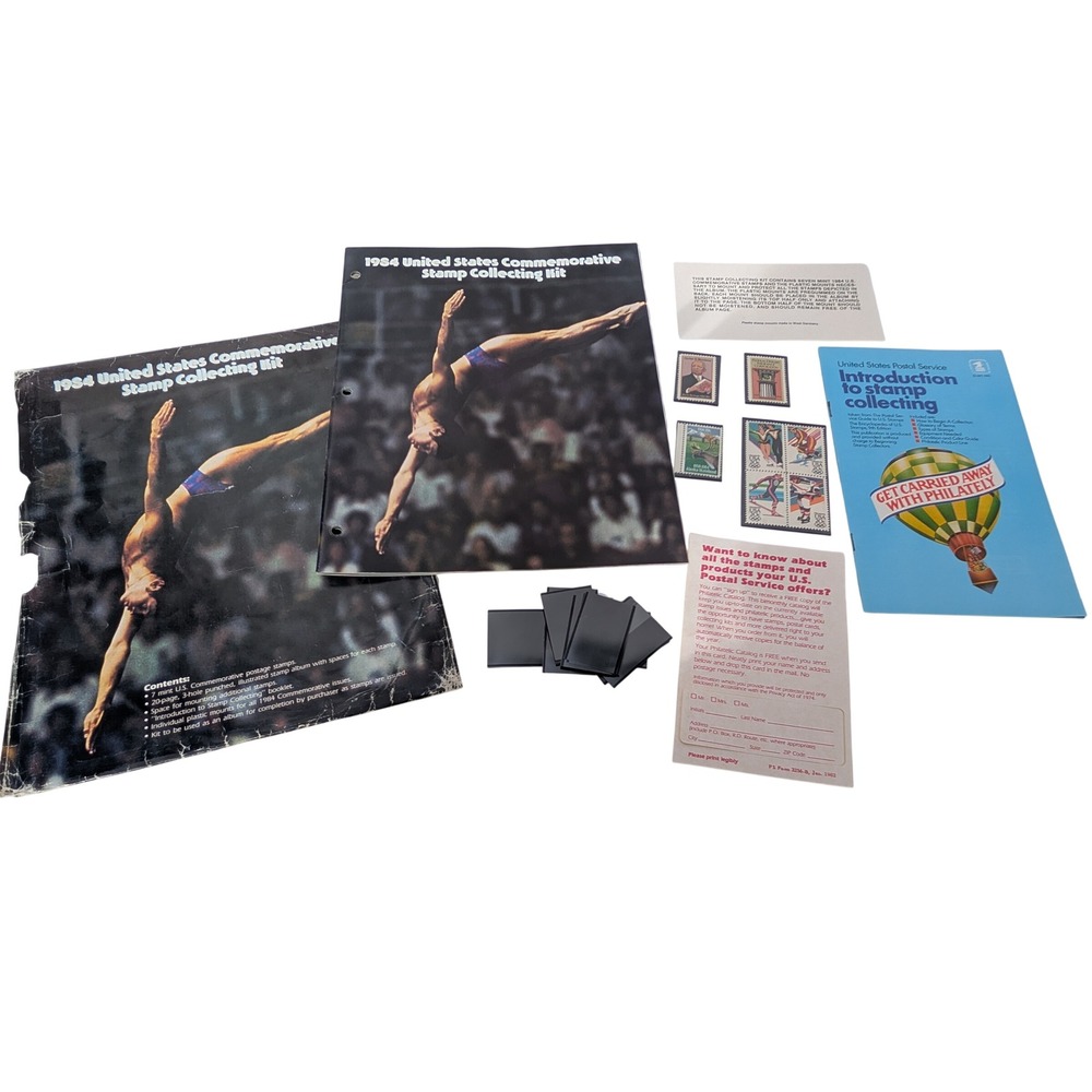 1984 United States Commemorative Stamp Collecting Kit USPS Olympics Vintage Set